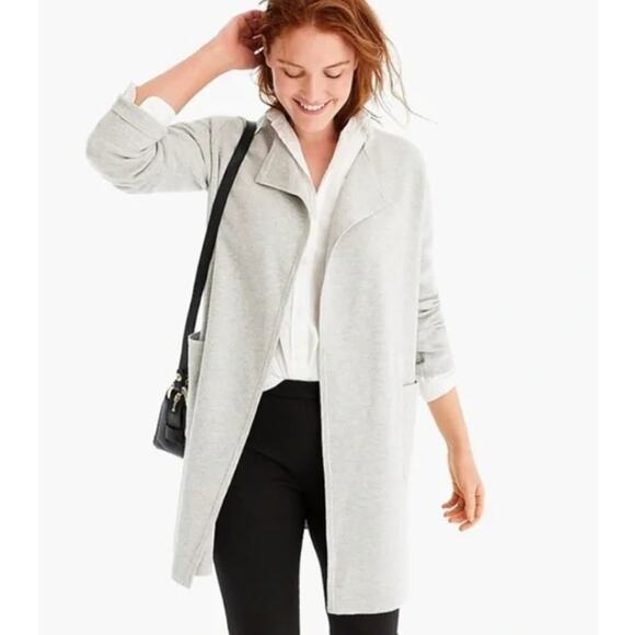 J.Crew SZ XS Juliette Collarless Sweater-Blazer Heather Dove - Picture 1 of 5